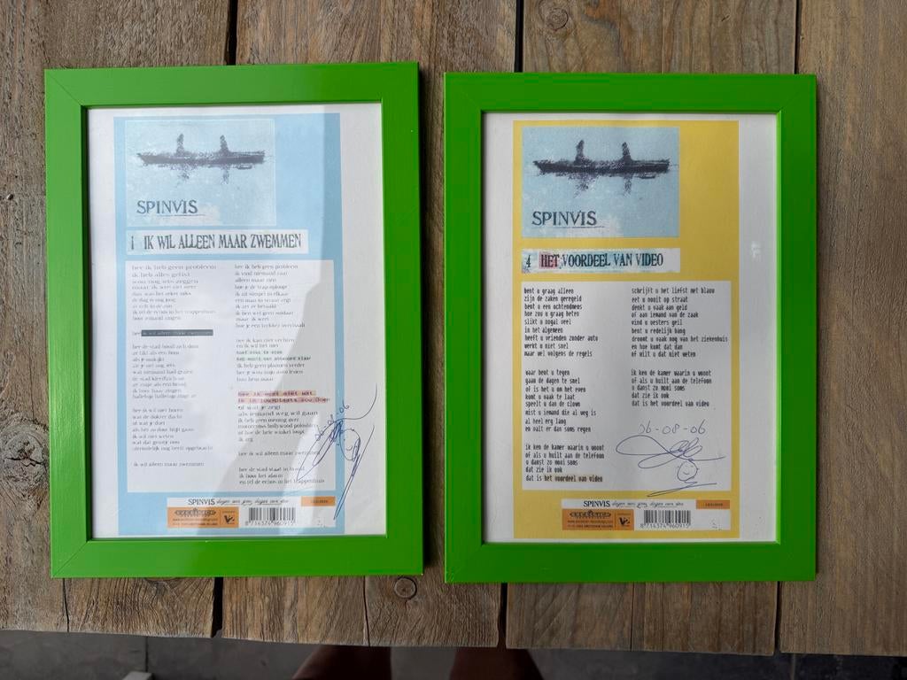 Spinvis - gesigneerde songteksten, Ophalen of Verzenden, Zo goed als nieuw