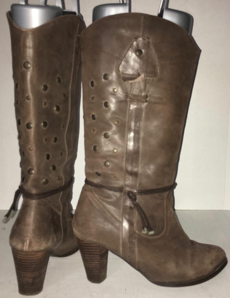 Bruine leren laarzen mt 41 igst, Kleding | Dames, Schoenen, Hoge laarzen, Bruin, Ophalen of Verzenden, Gedragen