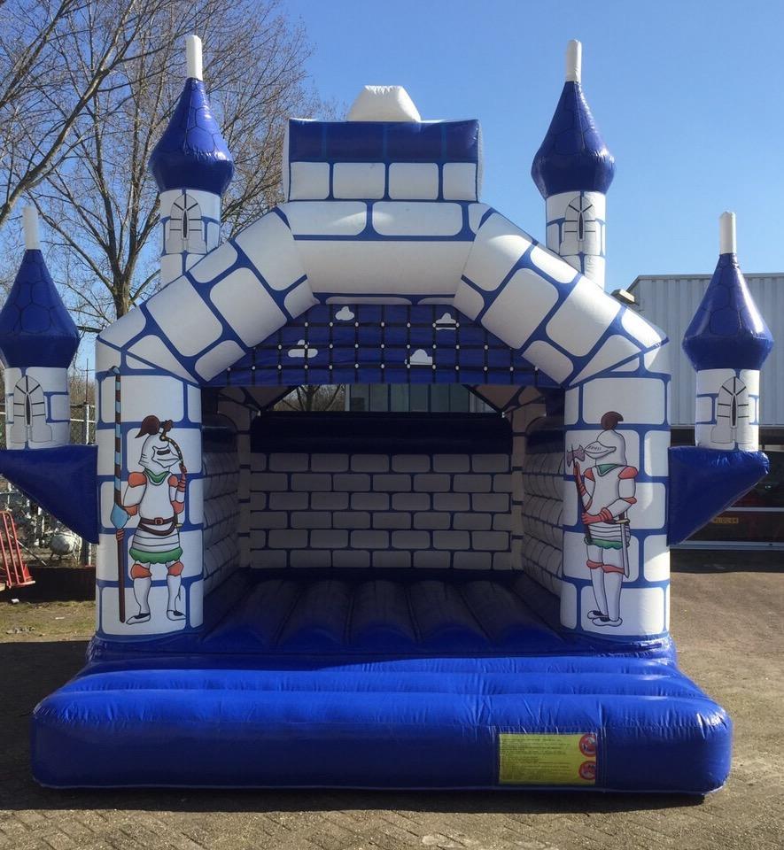 Springkasteel Kasteel met Ridders - Blauw/Wit, Ophalen of Verzenden, Gebruikt
