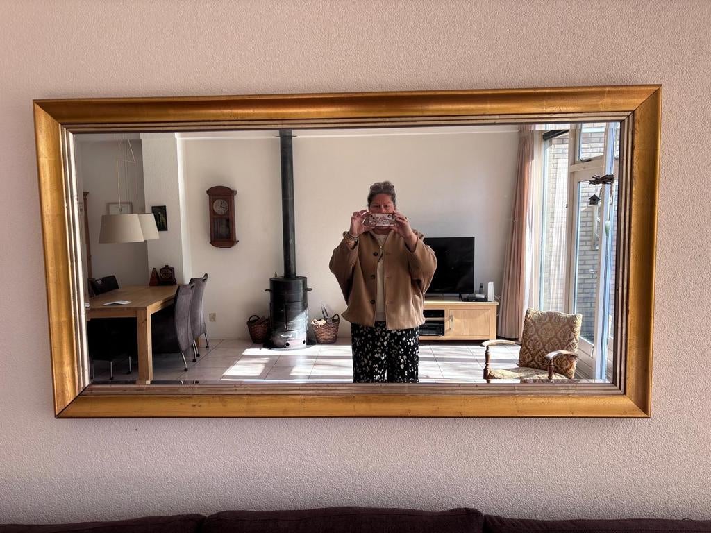 Brocante spiegel voor huiskamer of hal, Huis en Inrichting, Woonaccessoires | Spiegels, Ophalen of Verzenden, Rechthoekig, 50 tot 75 cm