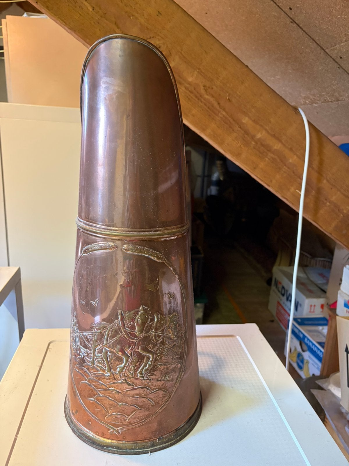 Vintage koperen kolenkit, Ophalen, Gebruikt, Overige materialen