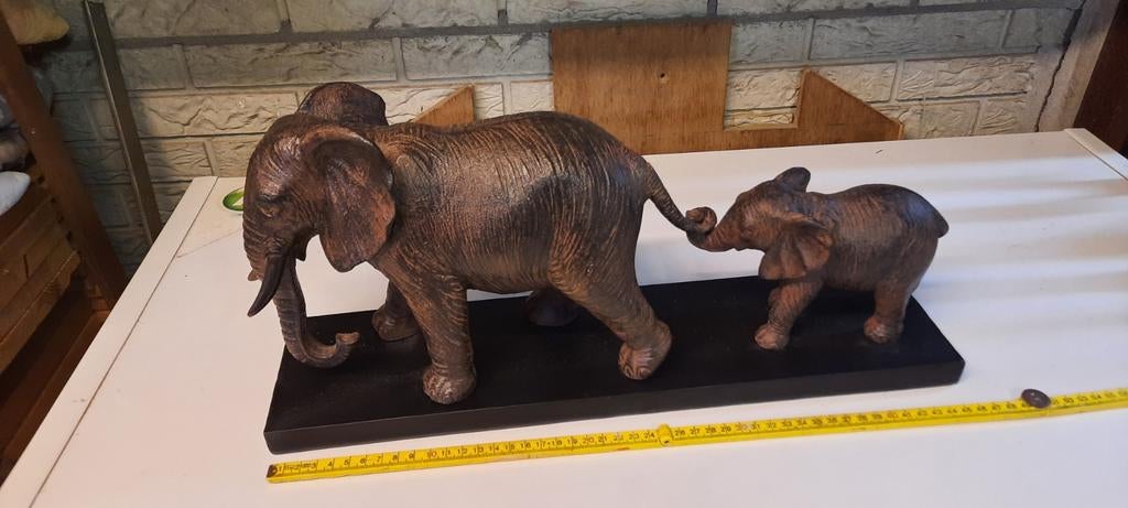 Beeld olifant met jong, Ophalen of Verzenden, Zo goed als nieuw, Dier