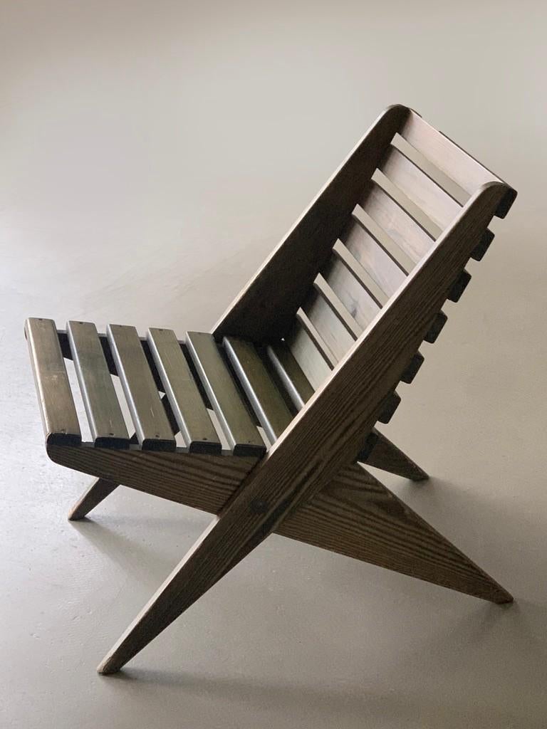 Opklapbare lattenstoel (schaarstoel) uit het midden 20e eeuw, Huis en Inrichting, Stoelen, Gebruikt, Overige kleuren, Eén, Ophalen