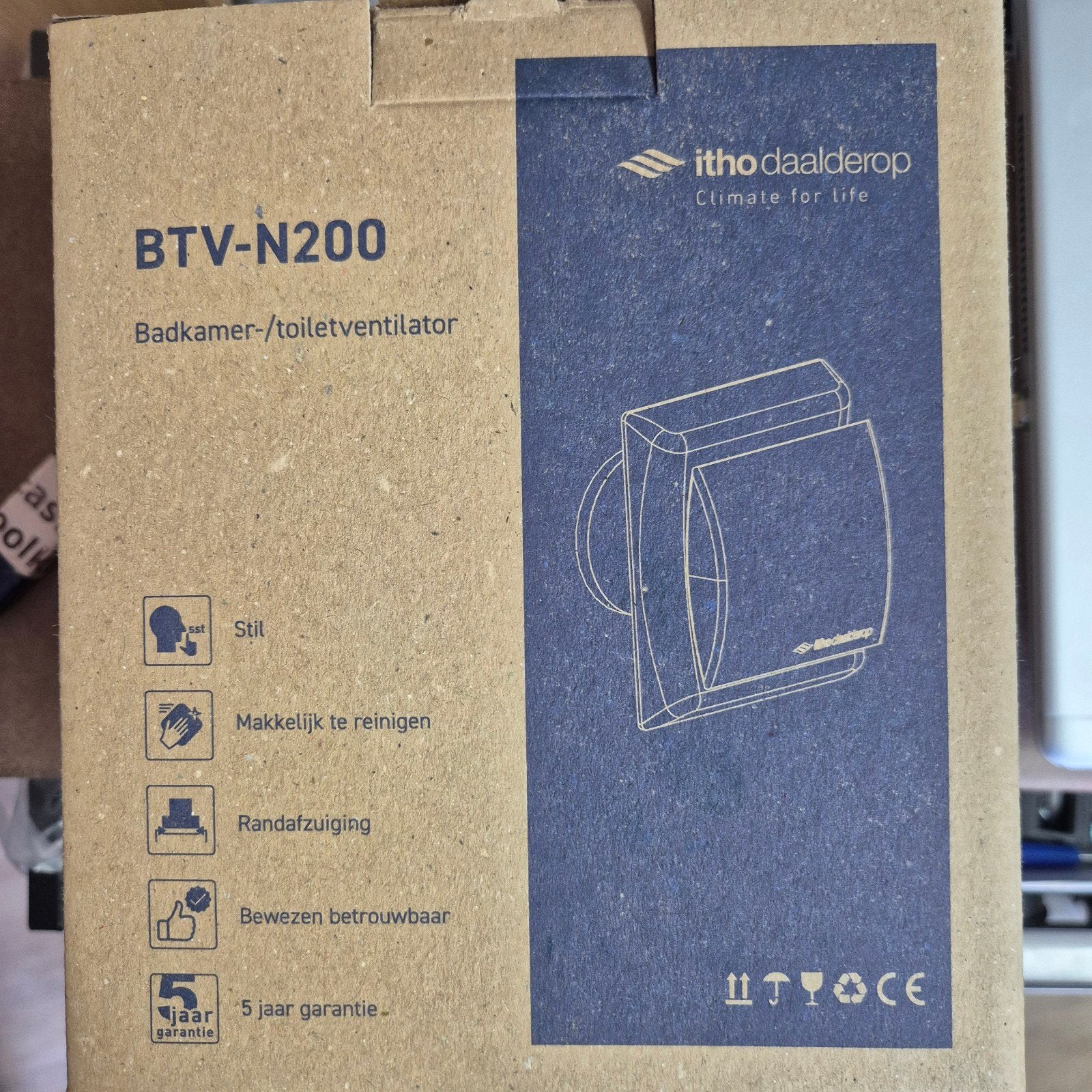 Itho Daalderop BTV-N200 Badkamer-/toiletventilator, Ophalen of Verzenden, Nieuw, Ventilator