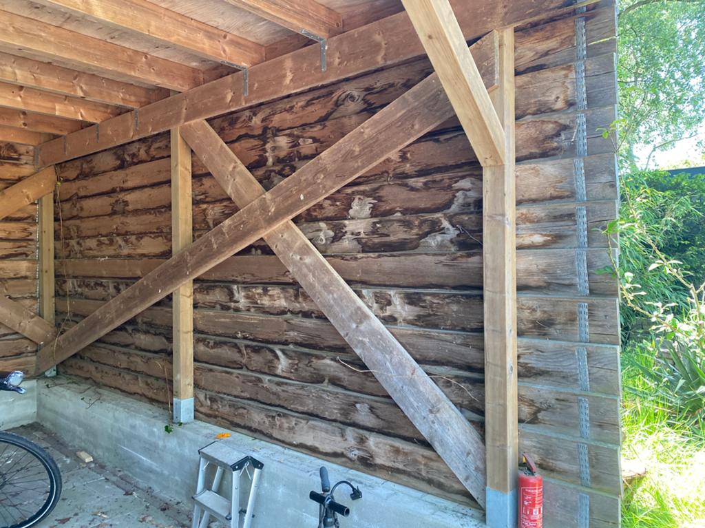 Steigerhout grenen planken 42 stuks en balken, Doe-het-zelf en Verbouw, Hout en Planken, Ophalen, Gebruikt, Grenen, Overige typen