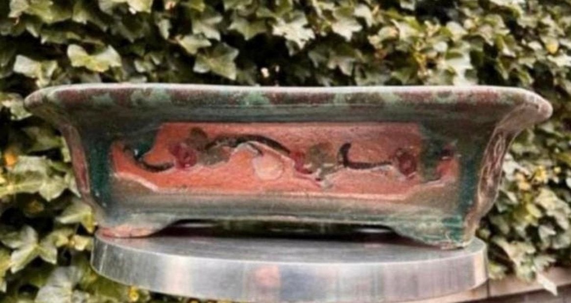 Bonsai schaal gedecoreerd Chinees aardewerk 45,5x34,5x12,5, Tuin en Terras, Bloempotten, Zo goed als nieuw, Minder dan 40 cm, Aardewerk
