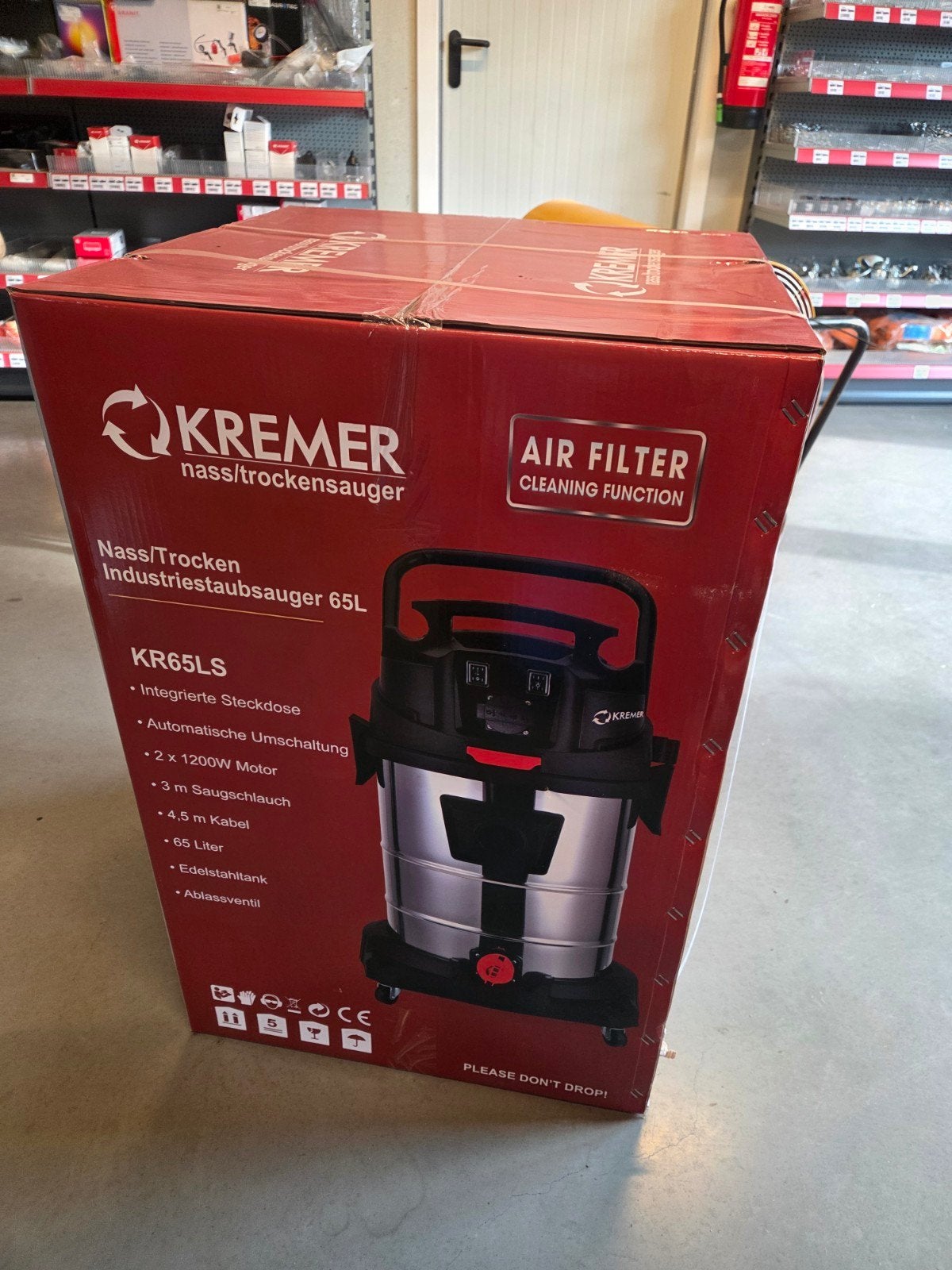 Kremer KR65LS Nat/Droog Industriële Stofzuiger 65L, Nieuw, Ophalen of Verzenden, Industriële stofzuiger, 2000 watt of meer