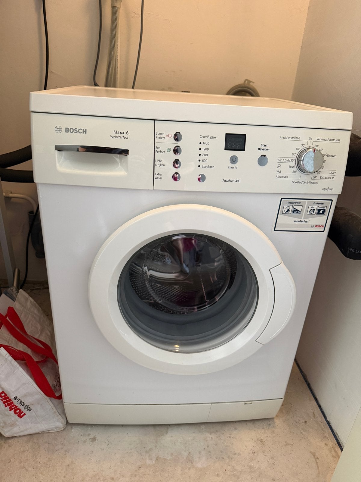 Bosch Maxx 6 Wasmachine en Bosch serie 4 wasdroger, Ophalen, Gebruikt, 85 tot 90 cm, 1200 tot 1600 toeren