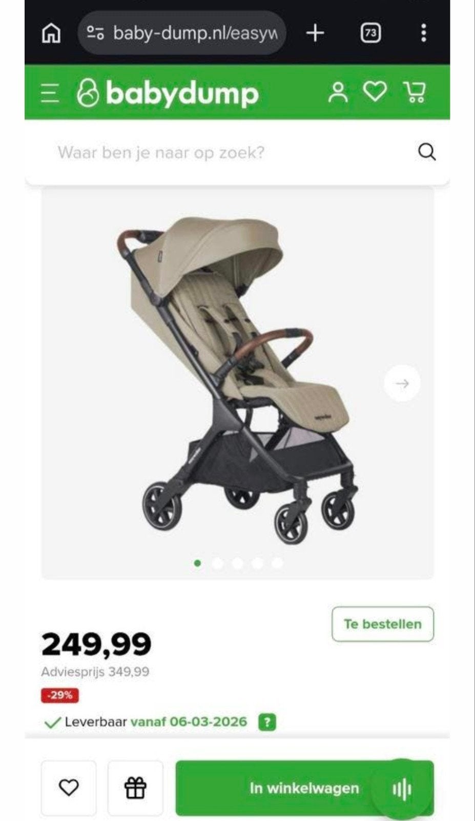 Easywalker Buggy - Jackey 2, Kinderen en Baby's, Buggy's, Ophalen, Nieuw, Verstelbare rugleuning