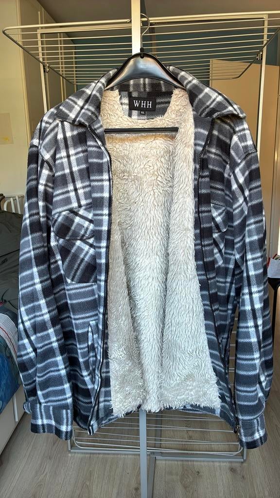 Geruit fleece overhemd met teddy voering - Maat XXL, Ophalen of Verzenden, Zo goed als nieuw, Overige maten, Grijs