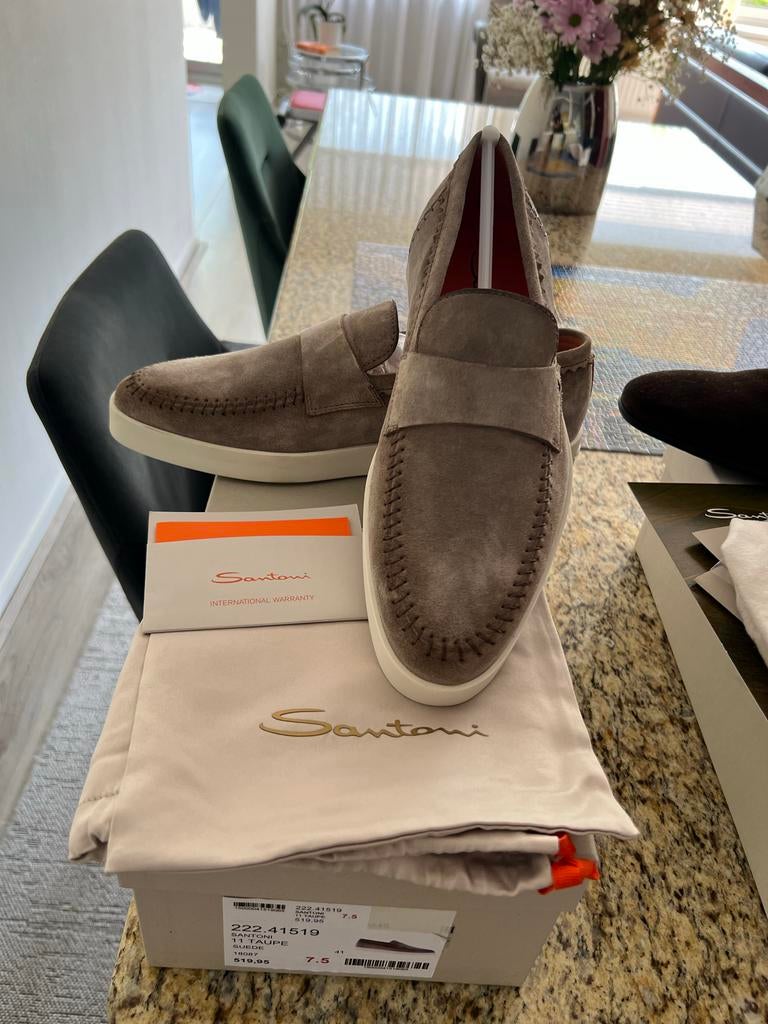 Santoni Loafers - Nieuw in doos - Maat 41,5 (valt als 42), Kleding | Heren, Schoenen, Loafers, Bruin, Nieuw, Ophalen of Verzenden