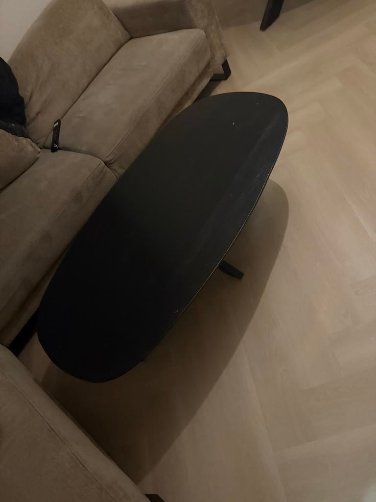 Salontafel mangohout zwart ovaal, Gebruikt, 100 tot 150 cm, Minder dan 50 cm, Ovaal