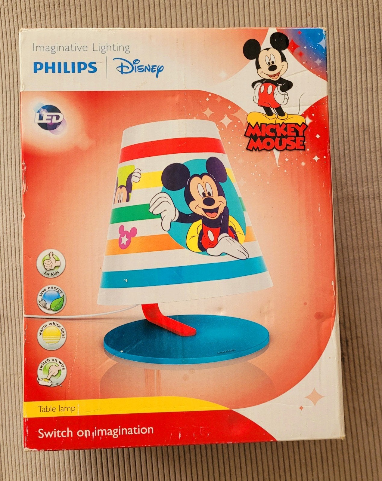 Philips Disney Mickey Mouse LED Tafellamp Kinderlamp, Kunststof, Meerkleurig, Kinderlamp, Nieuw