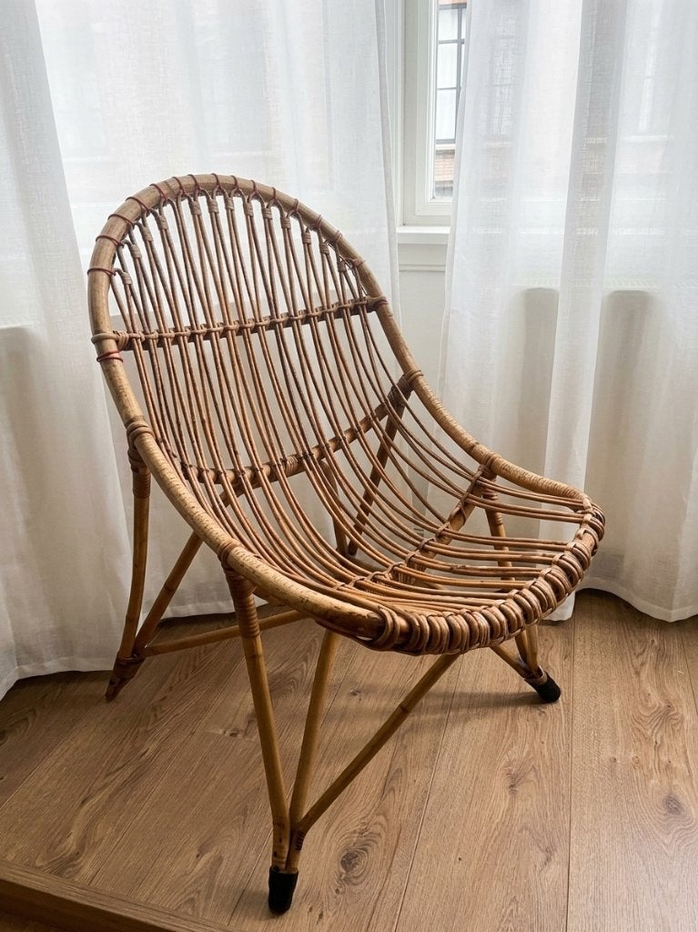 Vintage Rattan Chair, Ophalen, Gebruikt, Bruin, Riet of Rotan