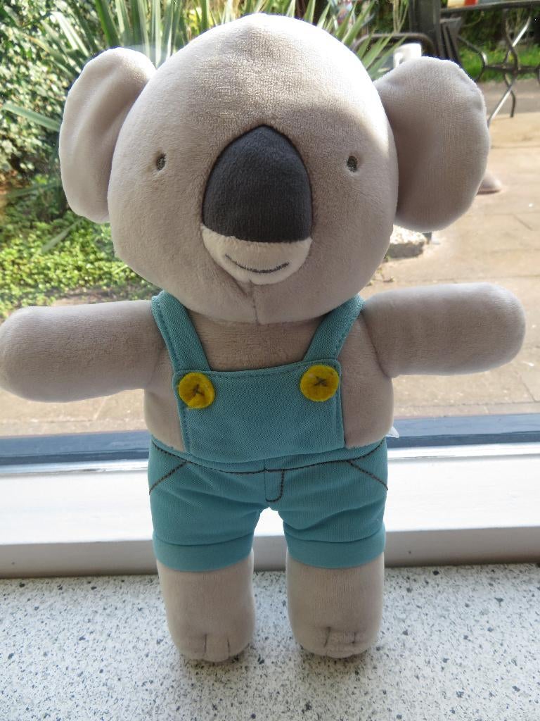 Velours Koala koalabeer in blauwe tuinbroek merk Babymatex, Kinderen en Baby's, Speelgoed | Knuffels en Pluche, Beer, Grijs, Ophalen of Verzenden