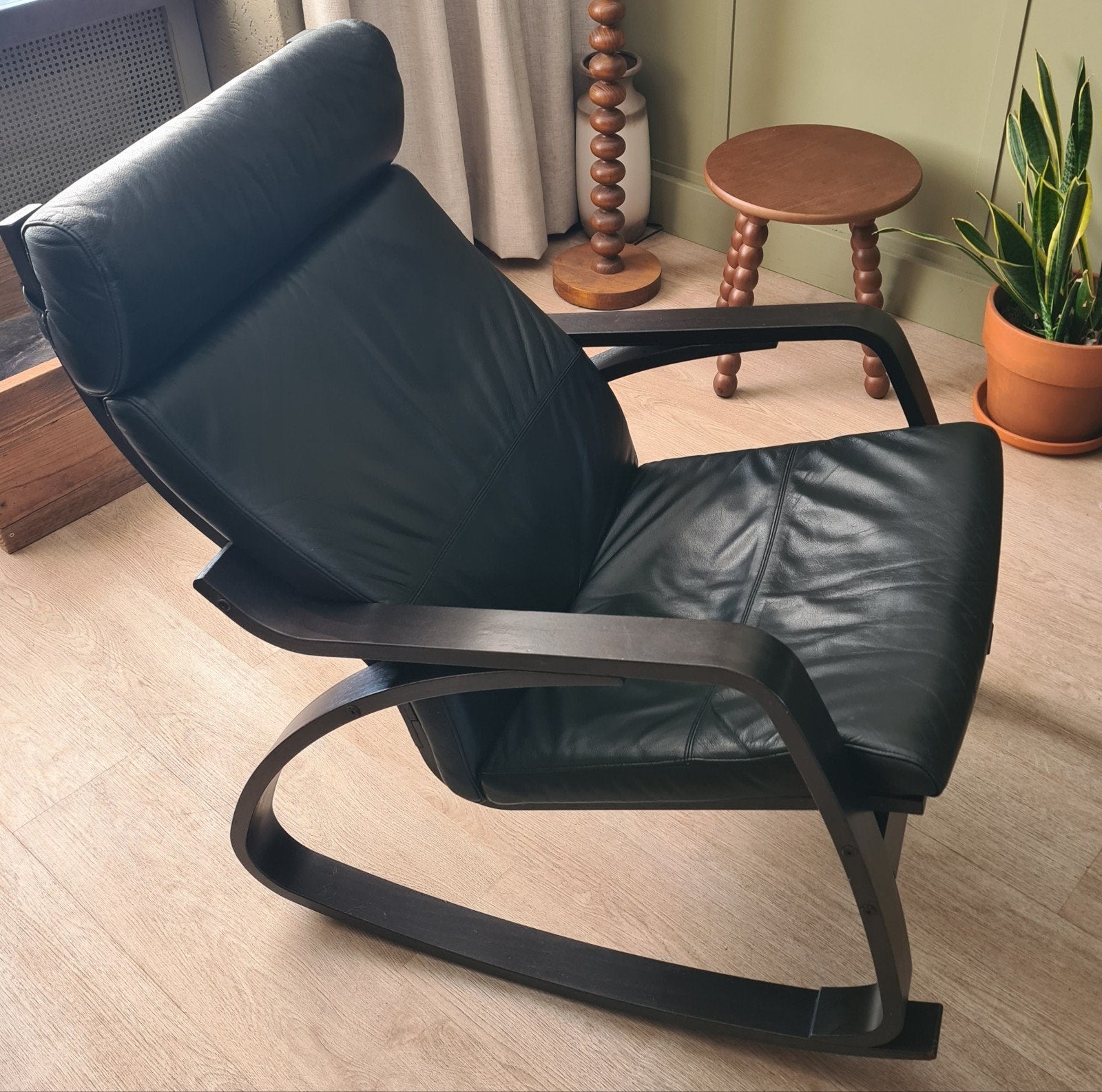 Comfortabele bruine leren schommelstoel, Ophalen, Gebruikt, Bruin, Leer