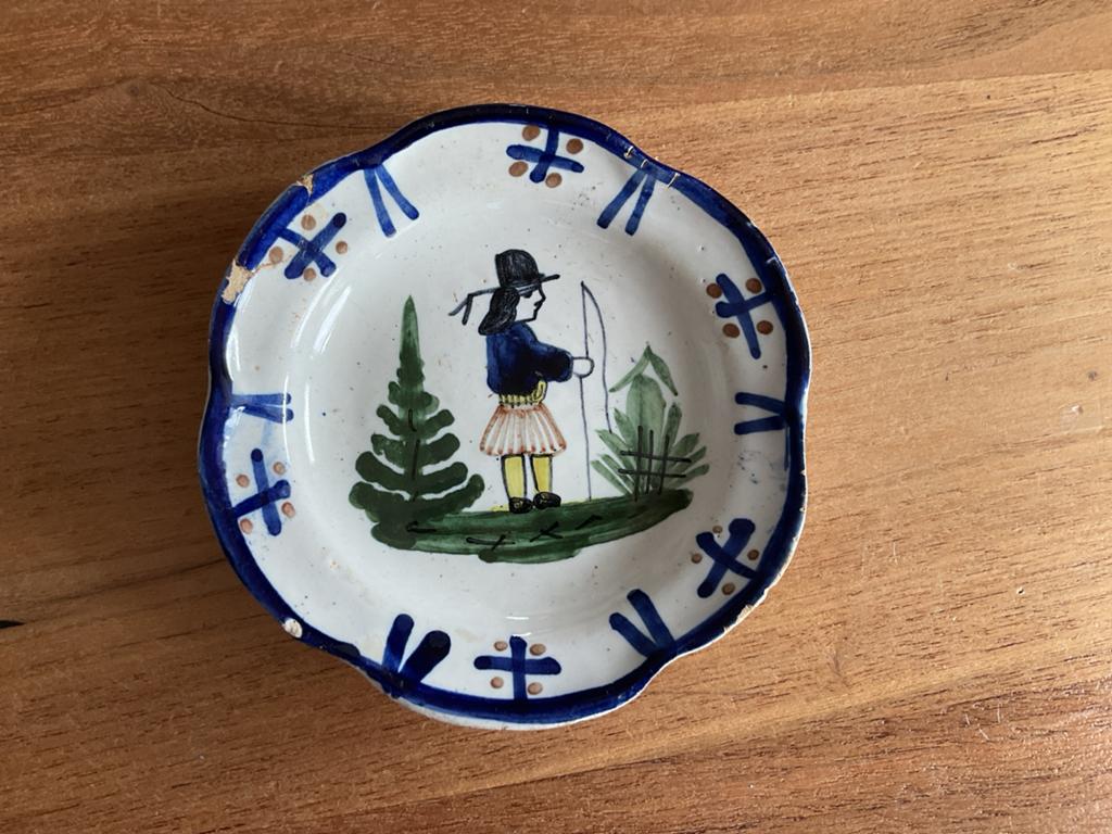 Antiek Frans aardewerk schaaltje, handgeschilderd HB Quimper, Ophalen of Verzenden