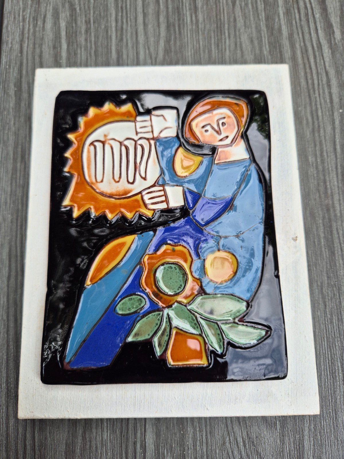 Vintage Henk Potters Keramiek Sterrenbeeld Maagd Tegel, Ophalen of Verzenden