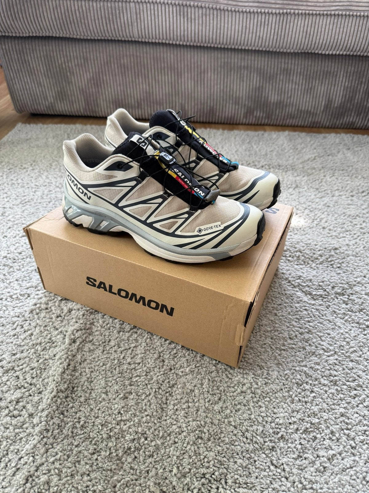 Salomon XT-6 (Gore-Tex) Silver Cloud/Black/Pearl Blue–42 2/3