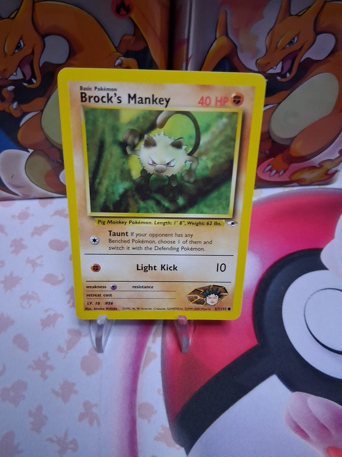 Pokémon Kaart: Brock's Mankey (Gym Heroes 67/132), Ophalen of Verzenden, Gebruikt, Losse kaart