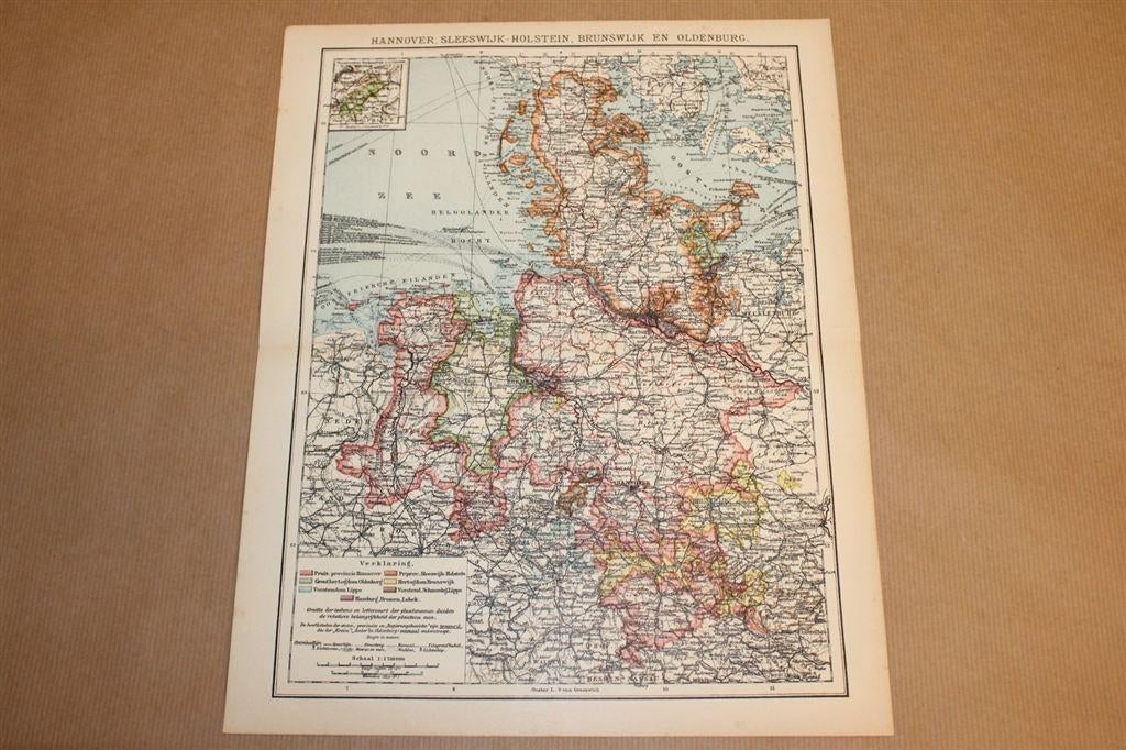 Antieke kaart - Oldenburg, Schleswig-Holstein ed - ca 1900, Ophalen of Verzenden, 1800 tot 2000, Nederland, Landkaart