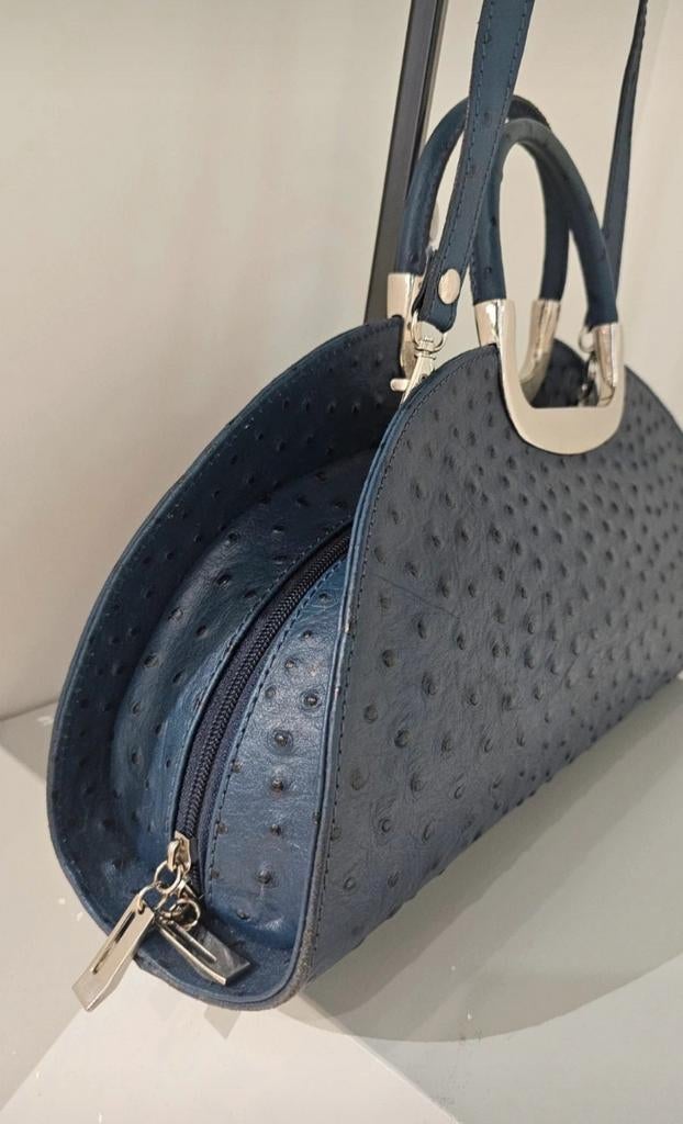 Marc Picard Leren Tas Croco Navy Blauw, Ophalen of Verzenden, Blauw