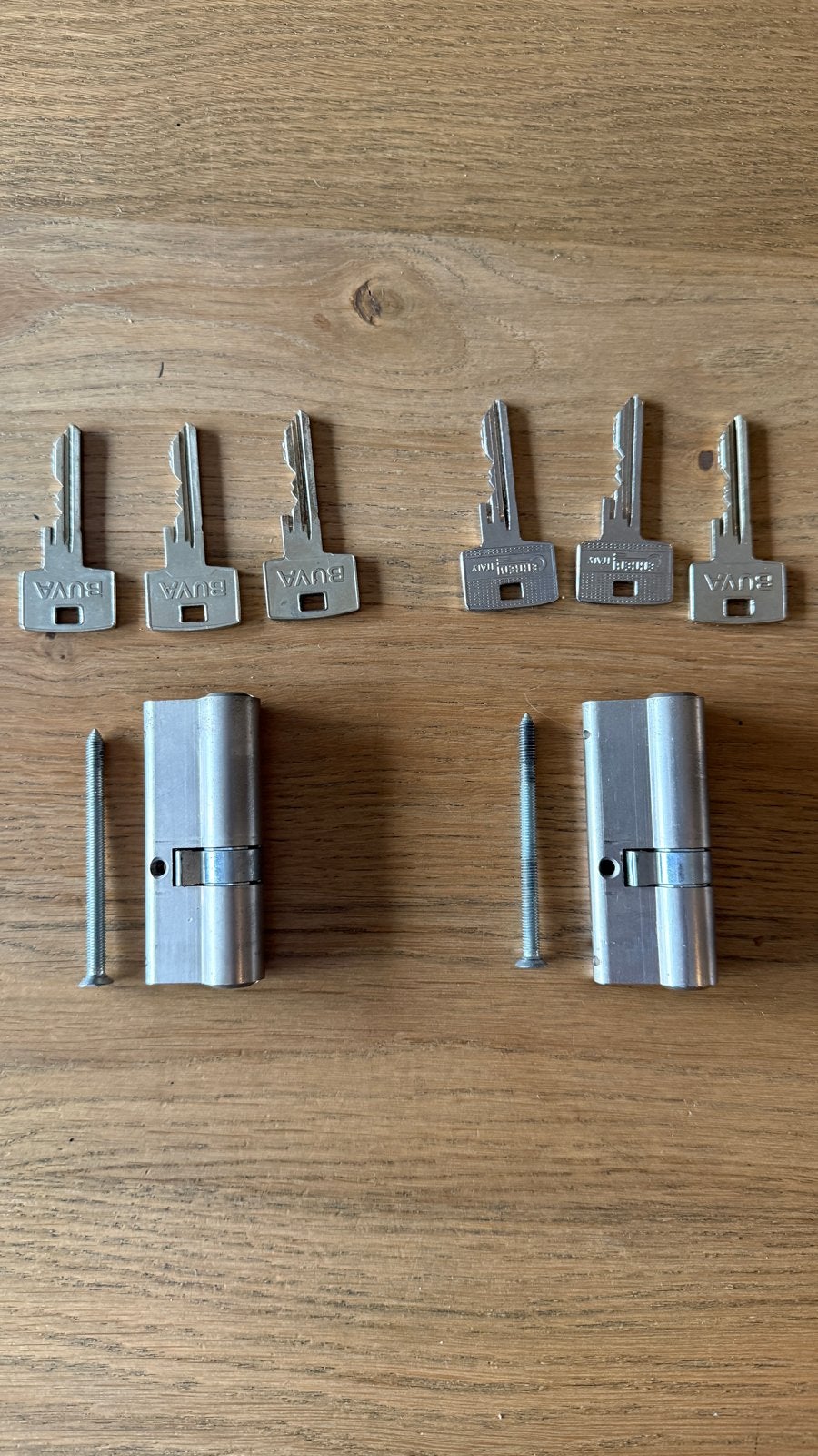 BUVA SKG** profielcylinder type 2002/6 met SRA sleutels, Ophalen of Verzenden, Zo goed als nieuw, Rvs, Slot