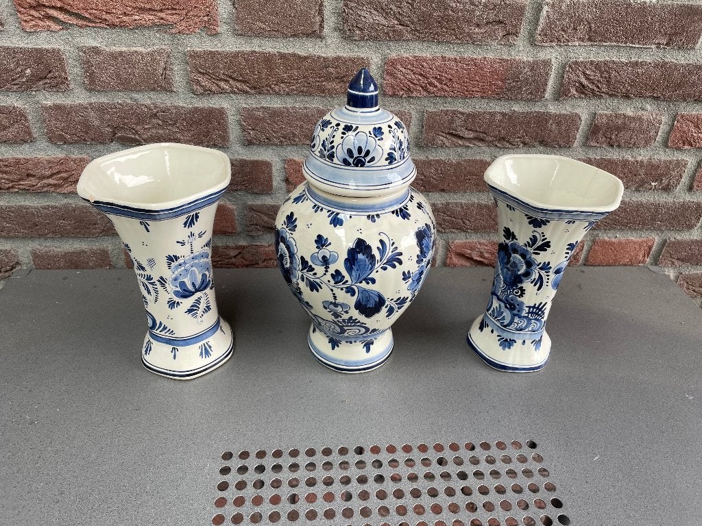 Set van 3 Delfts blauwe vazen, Ophalen of Verzenden