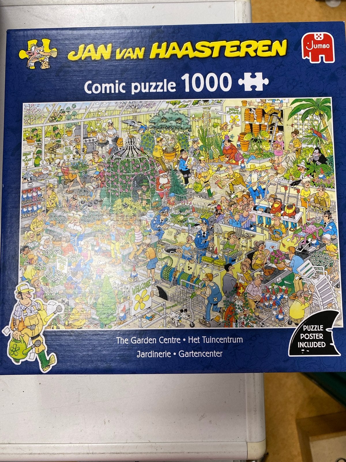 Jan van Haasteren Comic Puzzel - Het Tuincentrum 1000 stukje, Hobby en Vrije tijd, Denksport en Puzzels, Zo goed als nieuw, Legpuzzel