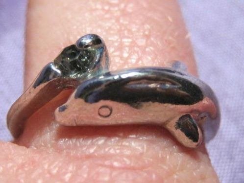 ri. Verzilverde ring DOLFIJN (17-19mm) *1*, Overige materialen, Verzenden, Nieuw, 17 tot 18