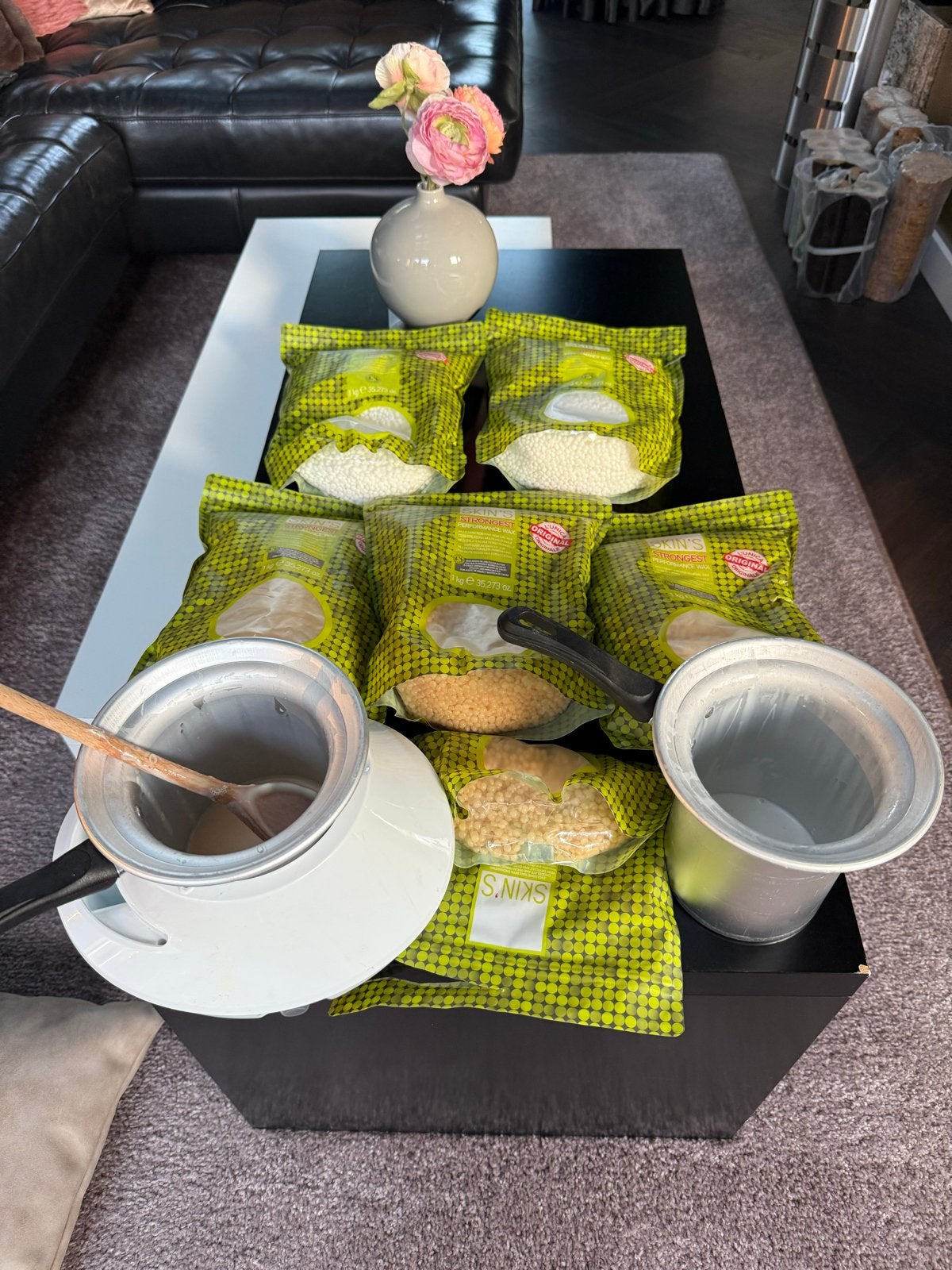 Wax set: 2 waxpotten, warmer en 5 zakken wax, Witgoed en Apparatuur, Persoonlijke-verzorgingsapparatuur, Zo goed als nieuw, Overige typen