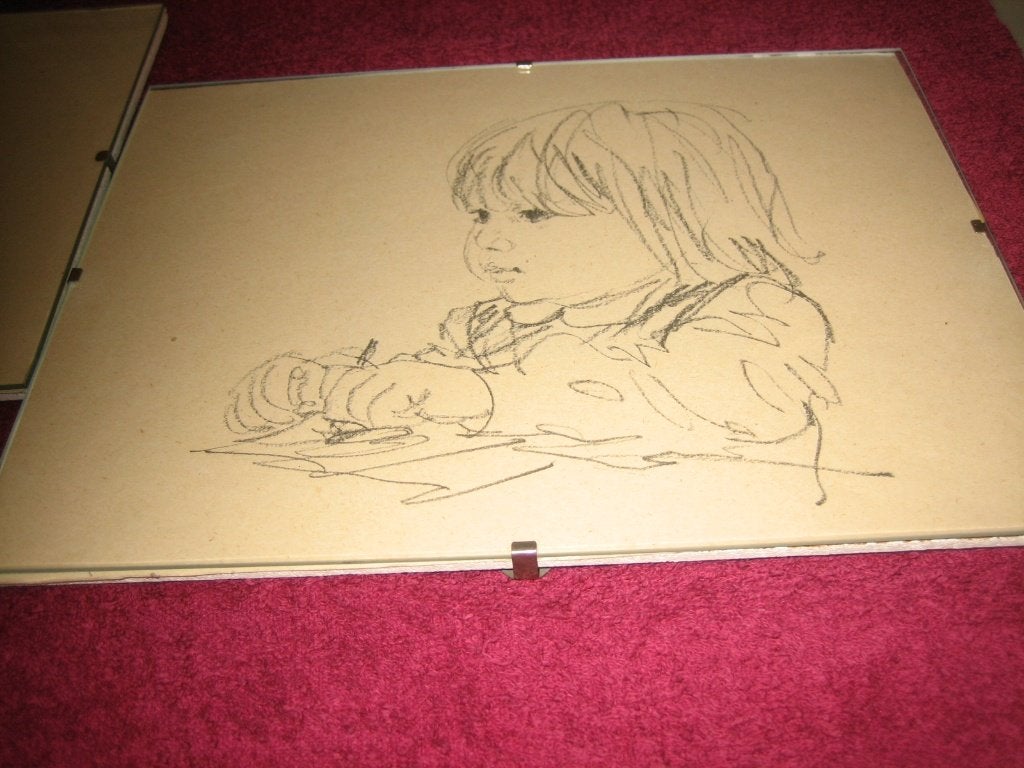 schilderijtjes, Antiek en Kunst, Portret of Personen, Tekening, Papier, Ophalen