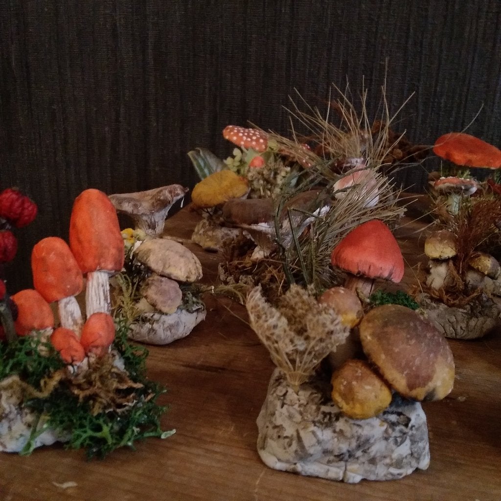 Unieke botanische paddenstoelen papier-mâche, Verzenden