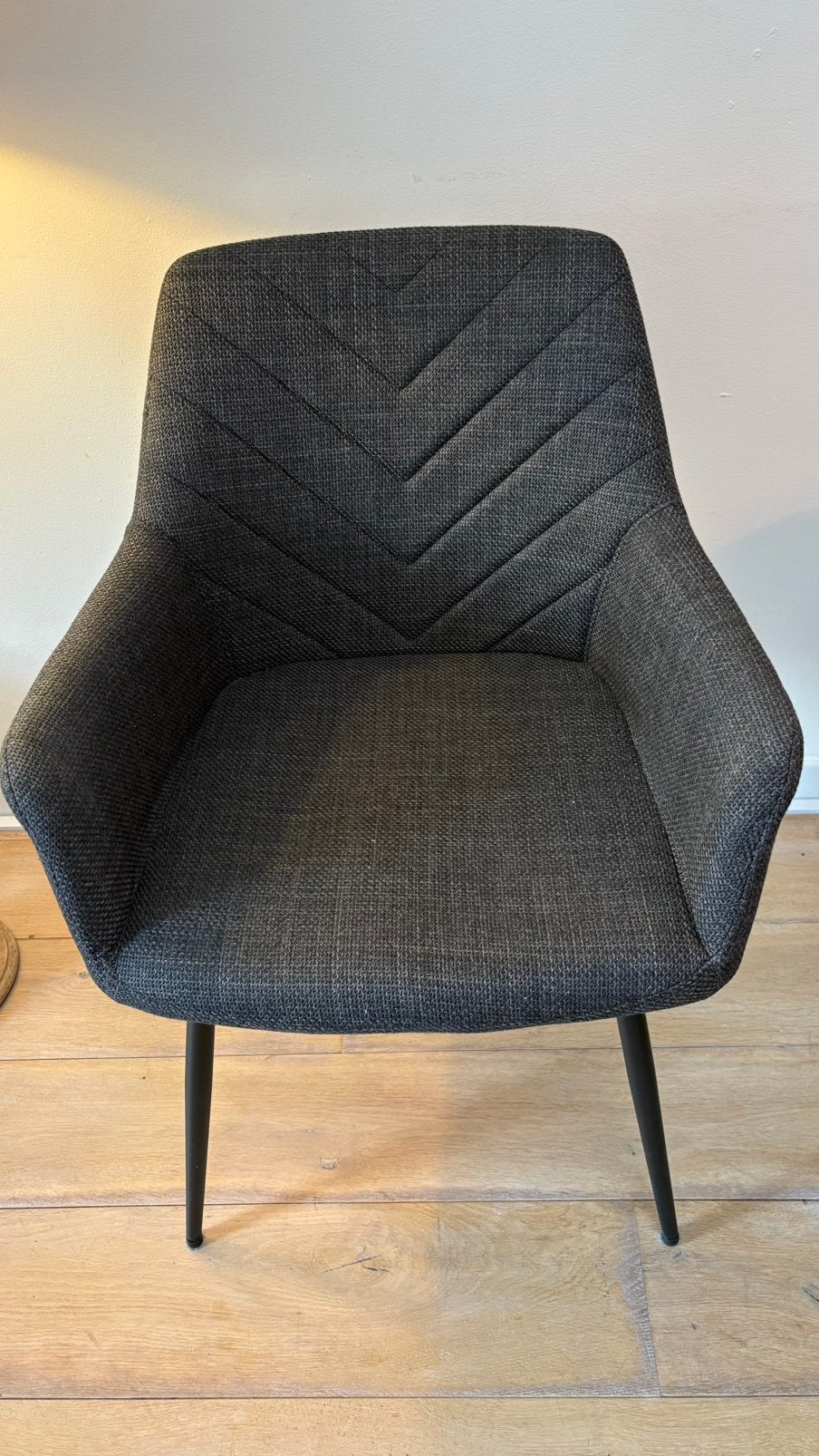 4x JYSK Purhus eetkamerstoelen zwart/grijs, Ophalen, Gebruikt, Grijs, Vier