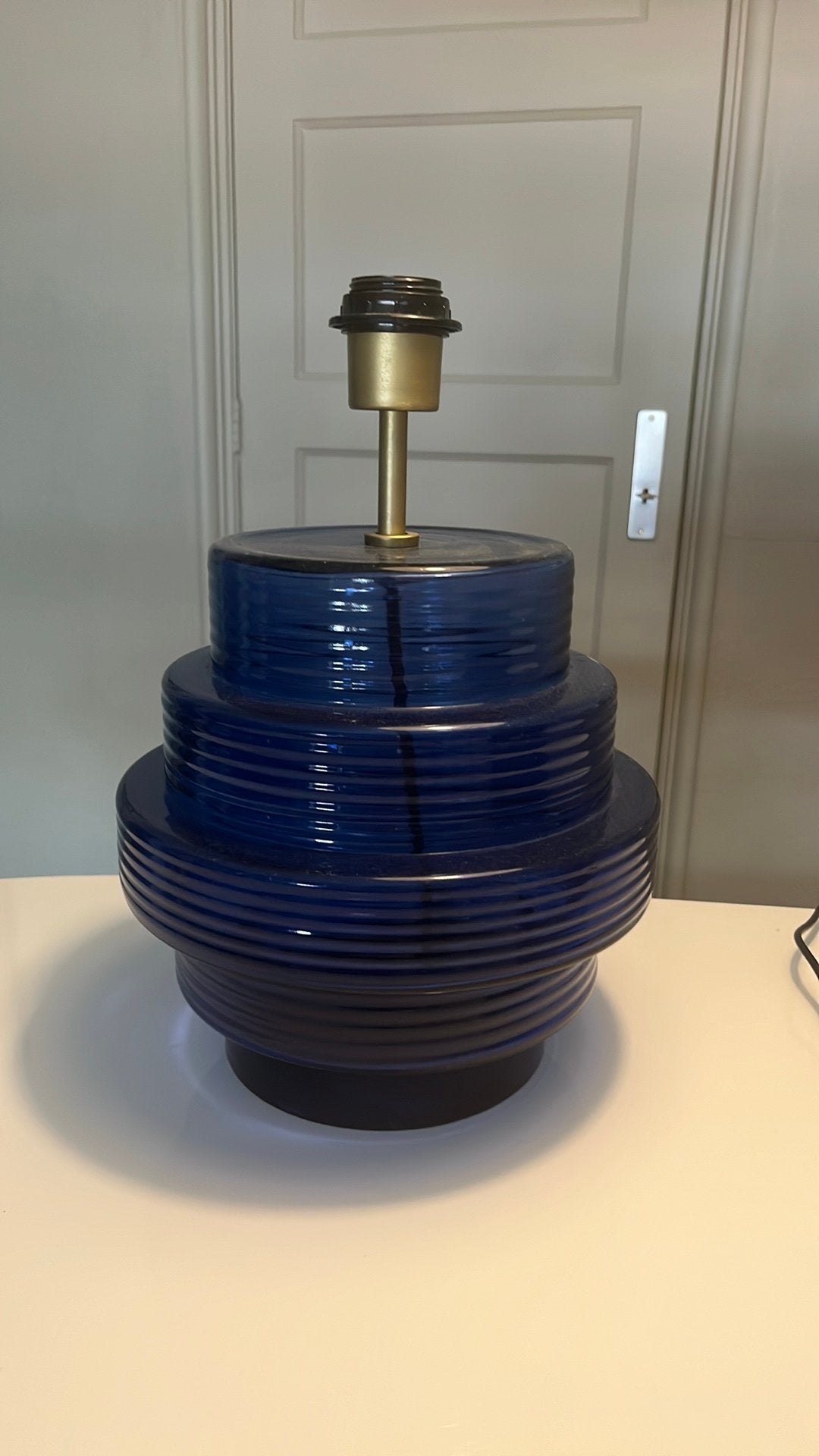 Prachtige glazen blauwe lamp, Ophalen, Zo goed als nieuw, Glas