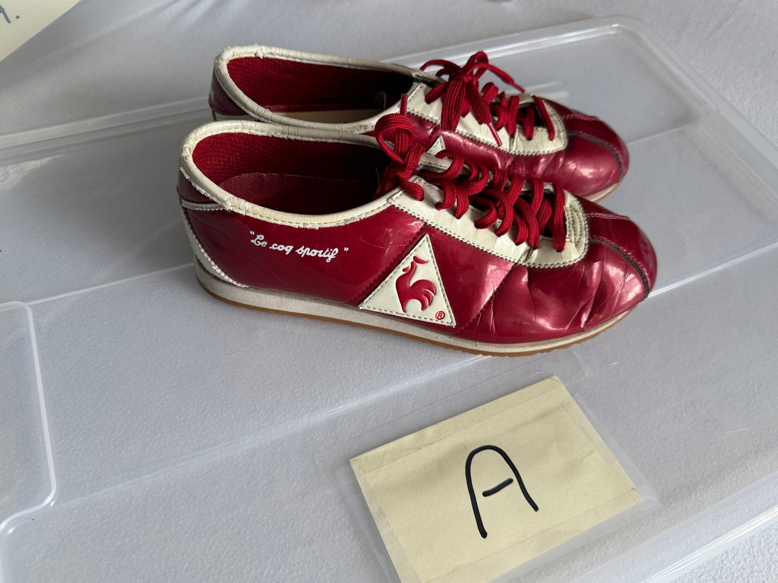 Le Coq Sportif lakleer gympen - Maat 40, Verzenden, Gedragen, Rood, Sneakers of Gympen