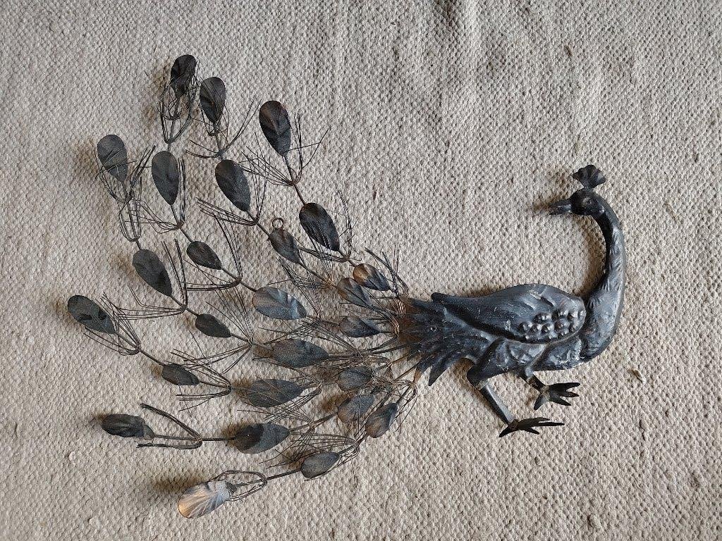Vintage ijzeren pauw, Ophalen, Metaal, Gebruikt, 44 cm