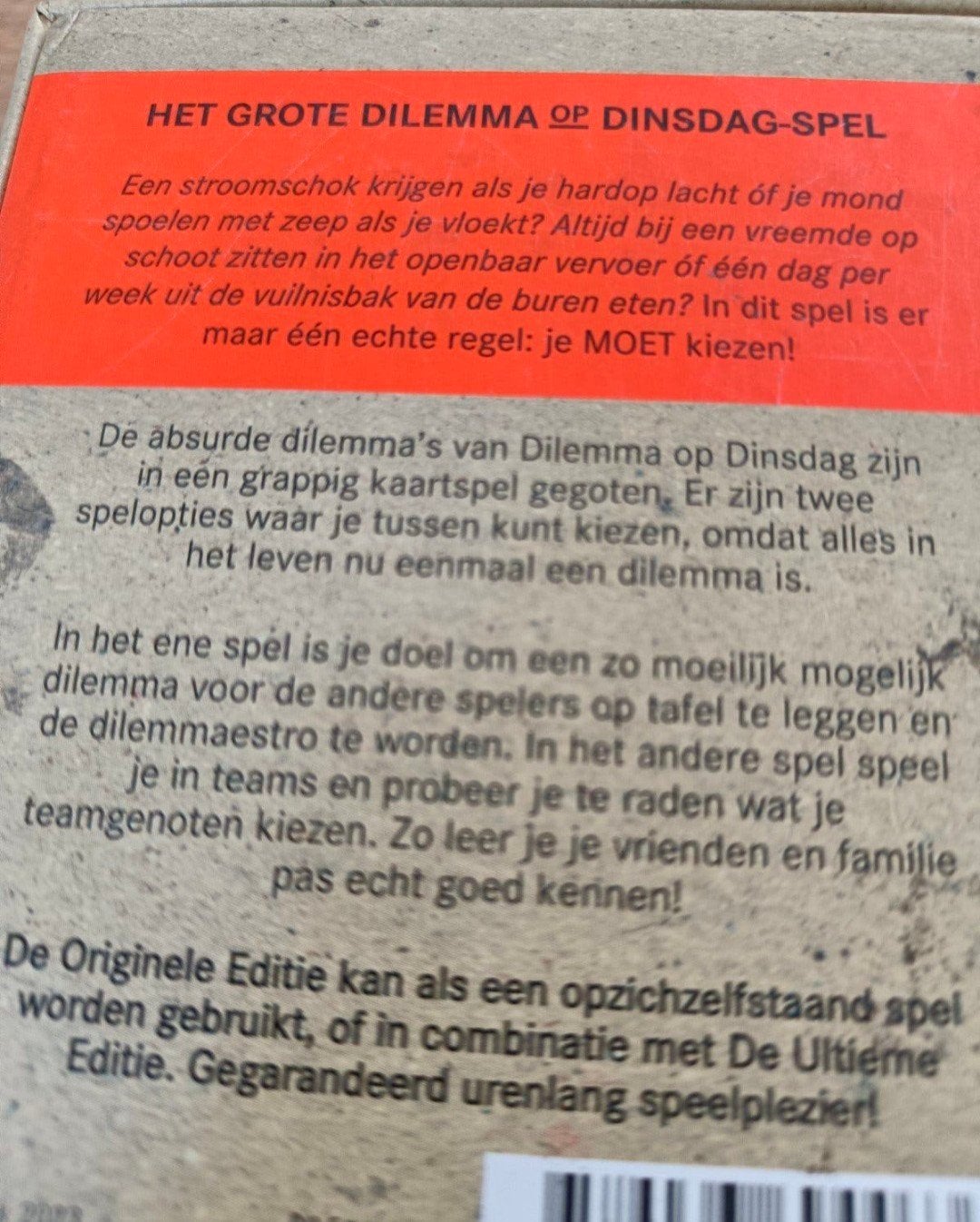 Het Grote Dilemma op Dinsdag Spel - Originele Editie, Drie of vier spelers, Ophalen of Verzenden, Zo goed als nieuw, Dilemma op Dinsdag