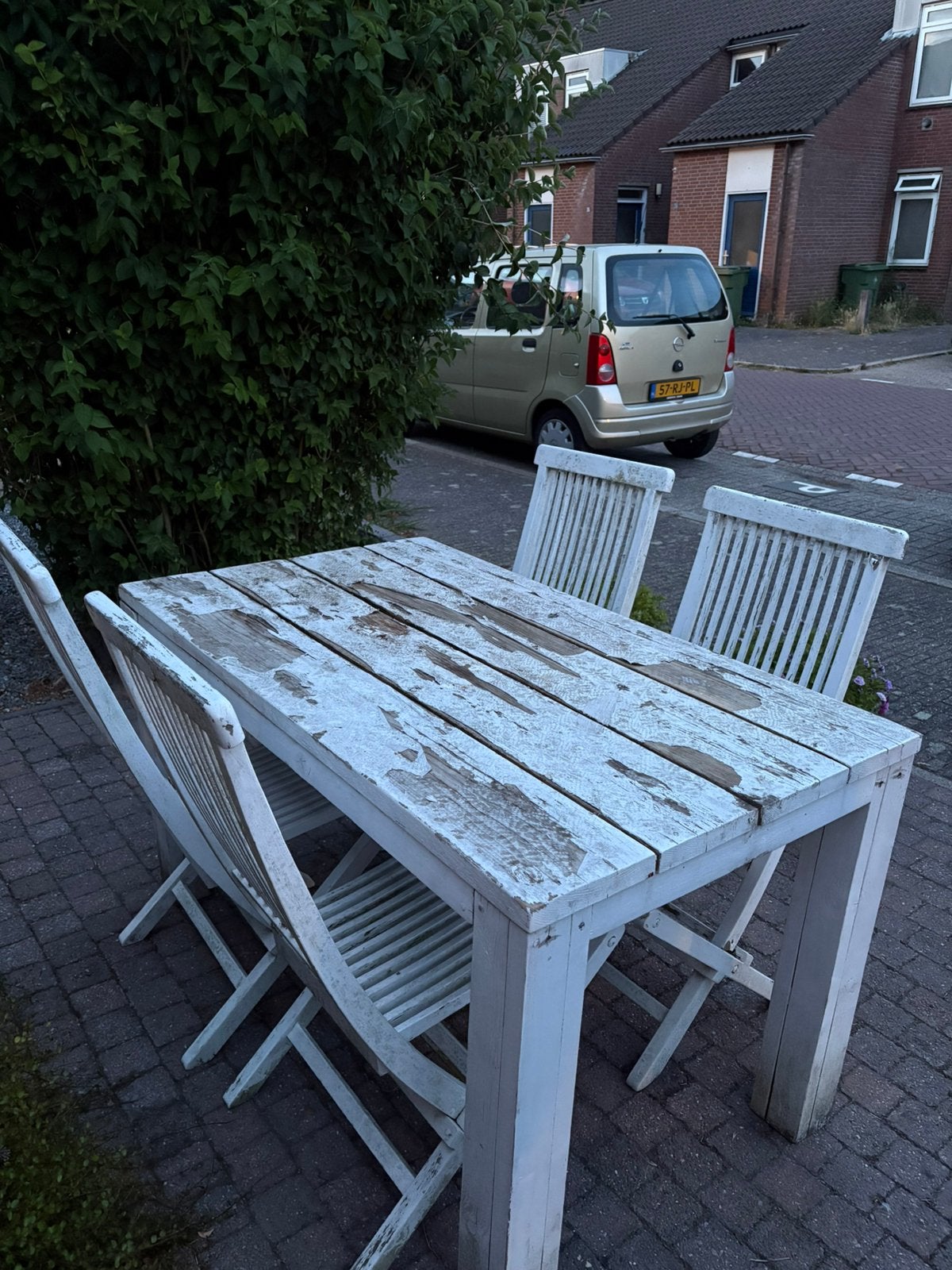 GRATIS opknapper Hartman tuinset voor de klusser, Ophalen, 4 zitplaatsen, Gebruikt, Hardhout