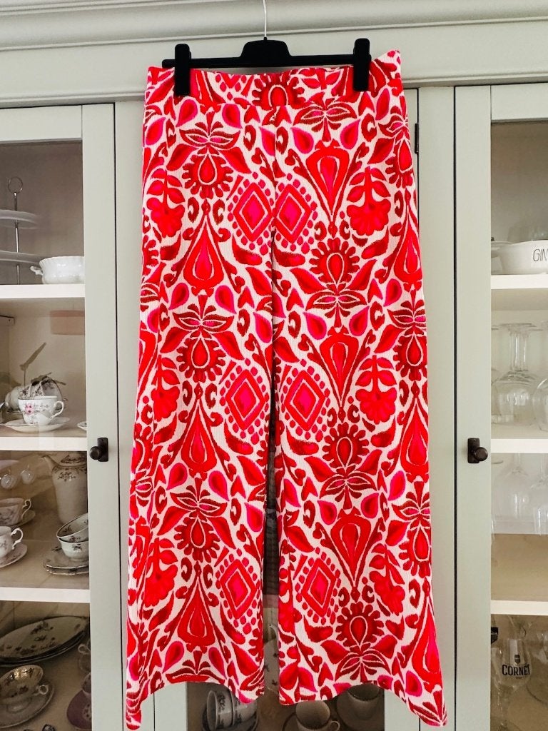 Palazzo broek Garcia  rood roze wit maat XL zgan, Maat 42/44 (L), Ophalen of Verzenden, Zo goed als nieuw, Lang