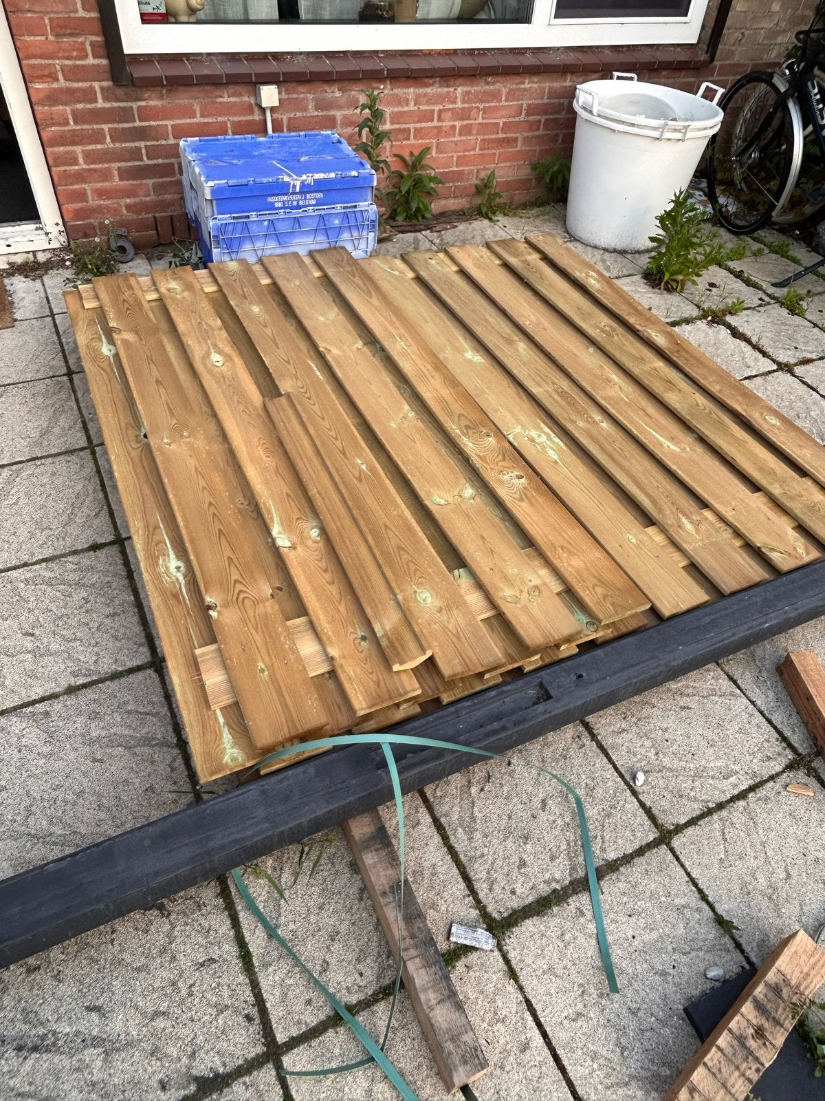 Geïmpregneerde schutting met onderplaten en betonpaal, Ophalen, 1 tot 2 meter, Minder dan 3 meter, Nieuw