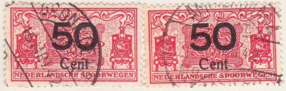 NEDERLANDSCHE  SPOORWEGEN    2 ZEGELS, Ophalen of Verzenden