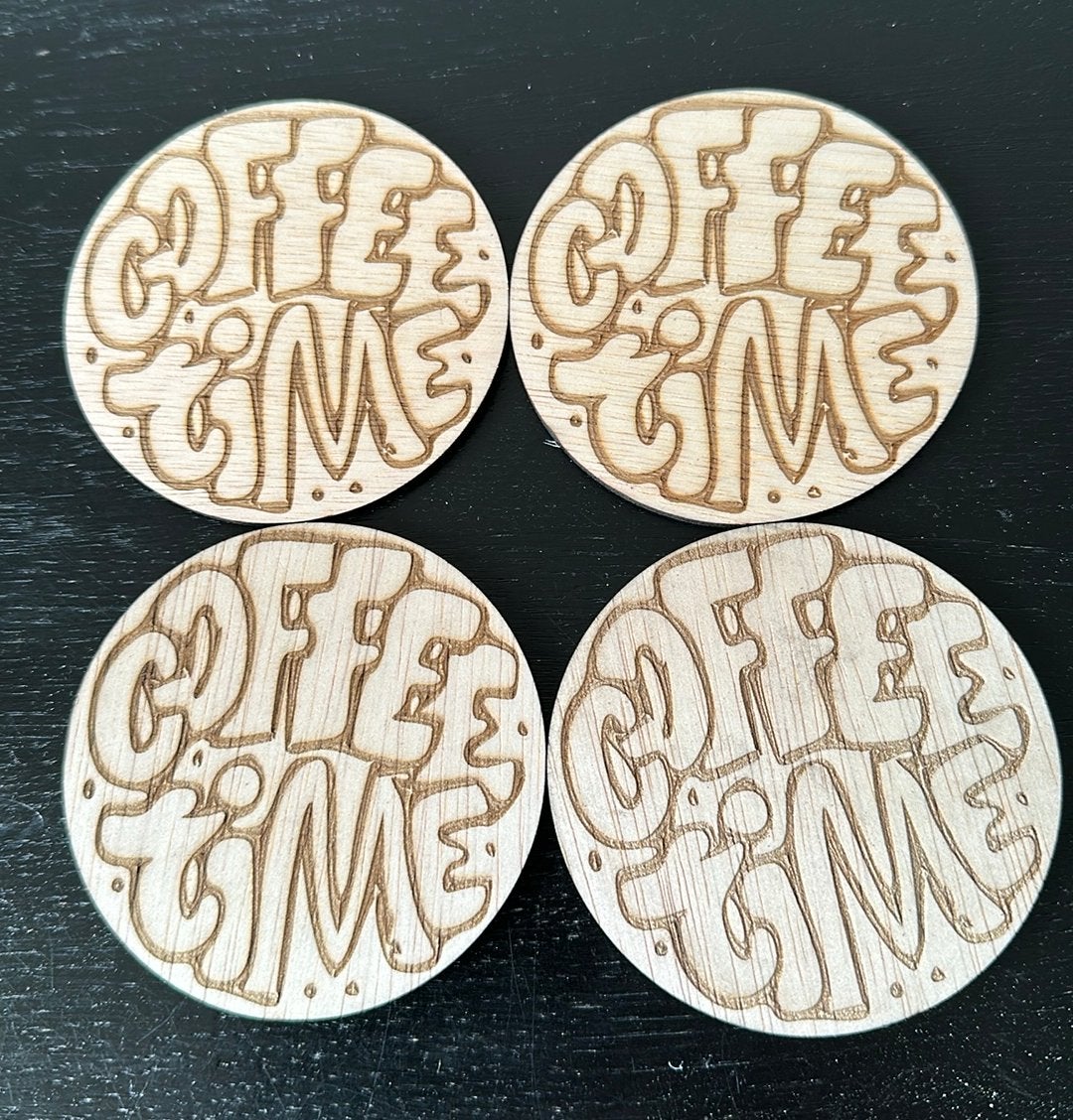 Set van 4 houten onderzetters, Handgemaakt, Hout, Glasonderzetter, Nieuw