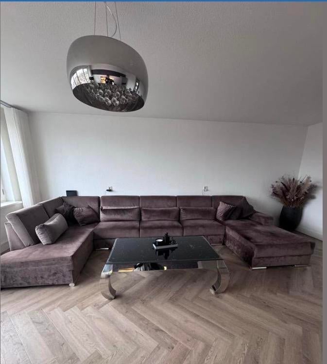 Moderne salontafel zwart glas & chroom onderstel, Ophalen, Zo goed als nieuw