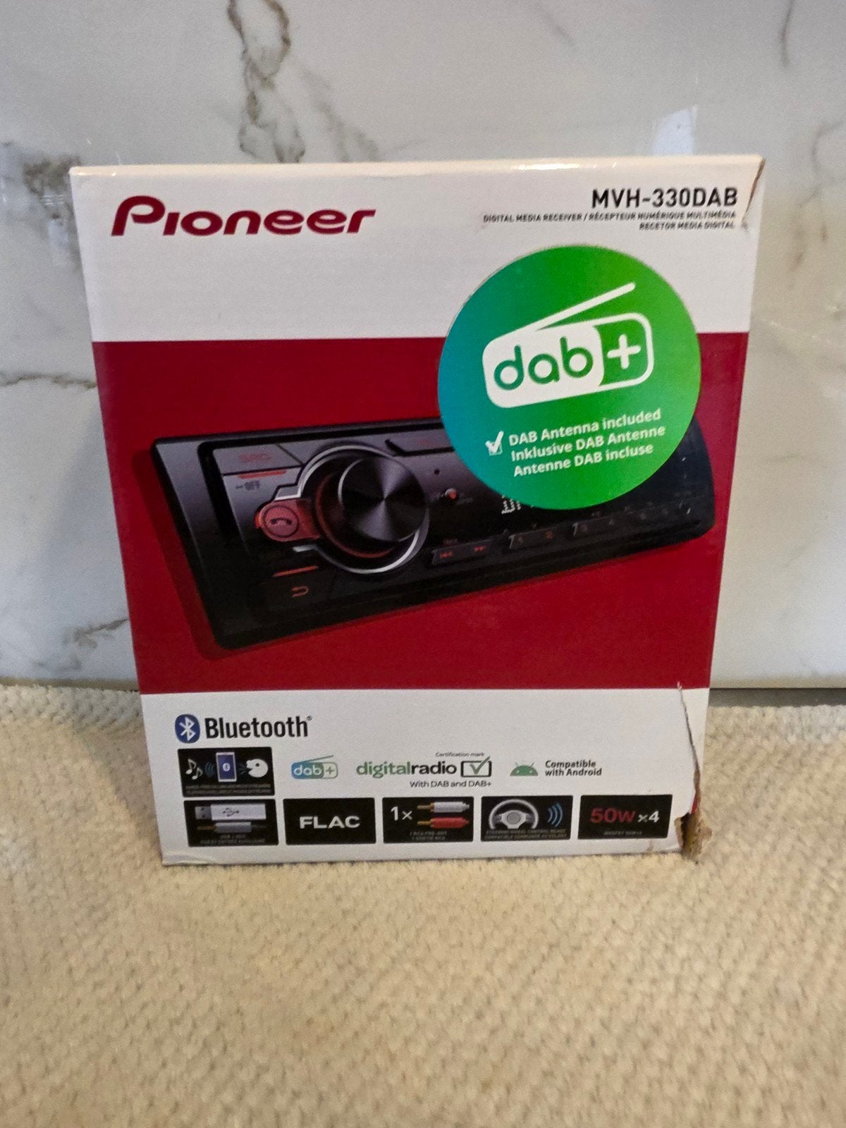 Pioneer MVH-330DAB DAB+ Bluetooth + dakantenne compleet, Ophalen of Verzenden, Zo goed als nieuw