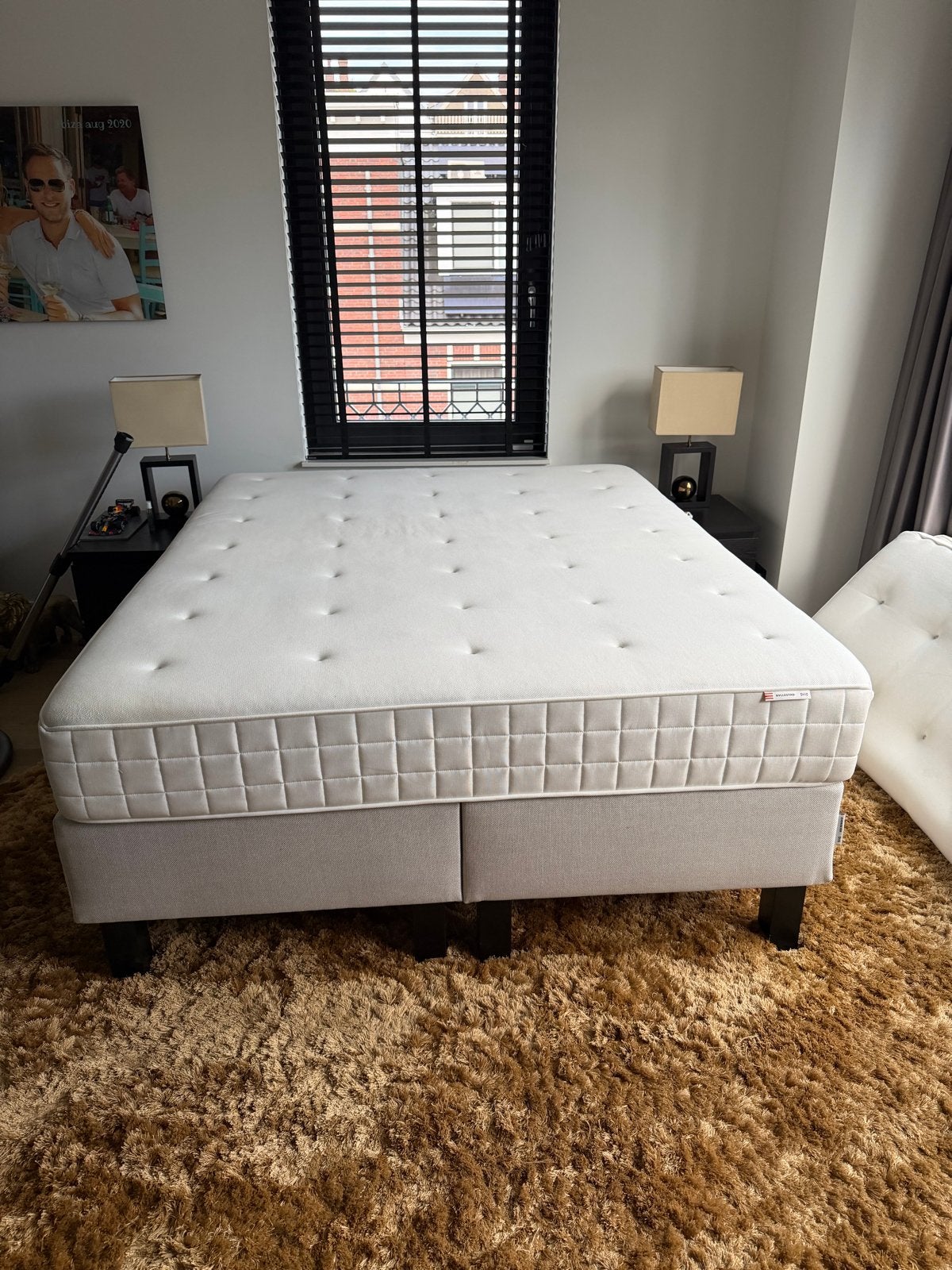 IKEA Hyllestad matras en Evensbjer boxspring 160x200, Ophalen, Beige, Tweepersoons, Zo goed als nieuw