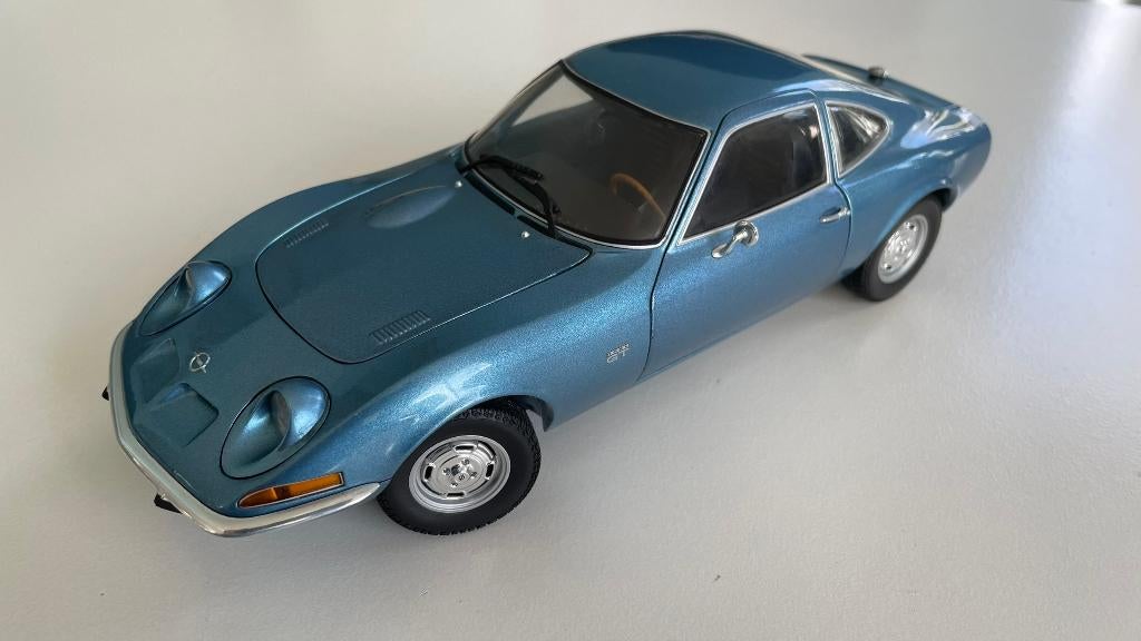 Unieke Opel GT - 1968 Minichamps 1:18 blauw met OVP, Ophalen of Verzenden, Zo goed als nieuw, Auto, MiniChamps