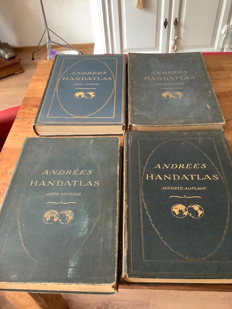 Atlas, 4 Andrees Handatlassen, Overige atlassen, Ophalen of Verzenden, Zo goed als nieuw, 1800 tot 2000