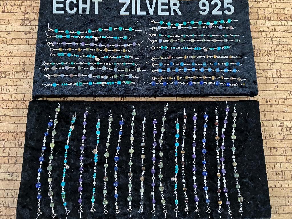 Partij handgemaakte armbandjes met zilver, Sieraden, Tassen en Uiterlijk, Armbanden, Ophalen of Verzenden, Nieuw, Overige kleuren