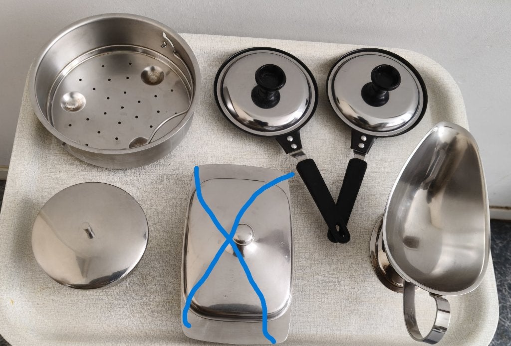 Vintage boter vloot en pannetjes Rvs, VANAF € 10,00, Zilver, Ophalen of Verzenden, Overige typen, Gebruikt
